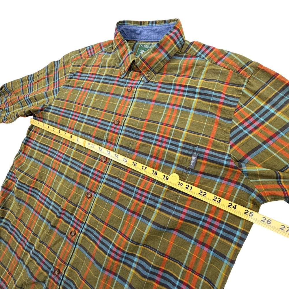 Woolrich Button Down Shirt Mens XL Olive Green‎ 100% Cotton Plaid Long Sleeve - Picture 8 of 10